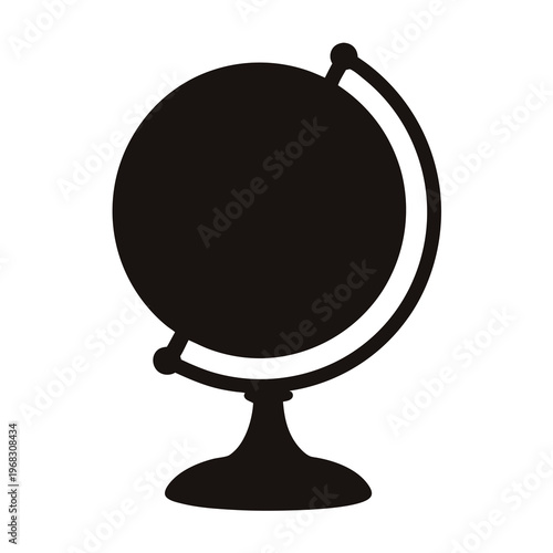 Simple black and white vector illustration of a classic globe on stand