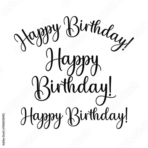 Happy Birthday vector clipart, Birthday handwritten vector set, Happy birthday sign