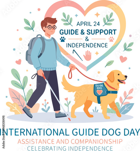 Man walking with guide dog.