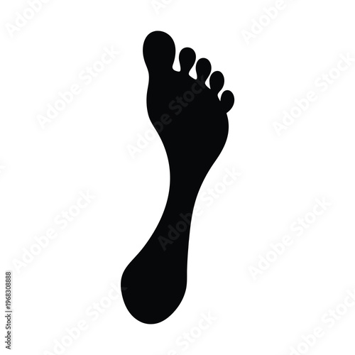 Anatomical Footprint in Black and White Featuring Toes and Foot Arch Detail