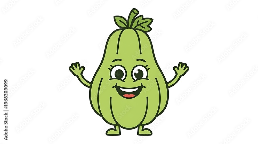 Fototapeta premium Cartoon Pear Character Illustration.