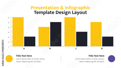 Infographic template showcasing a bar chart with two focused text areas for detailed information