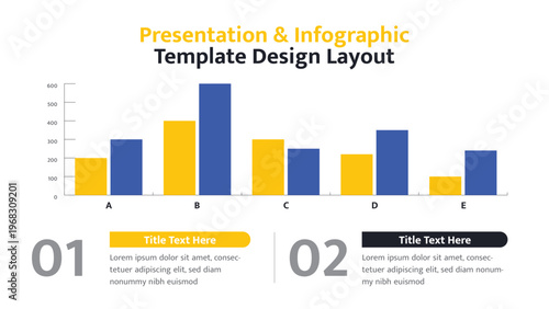 Infographic template displaying a bar chart data visualization with two numbered explanation sections
