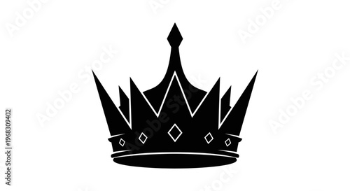 Black Crown Icon Symbolizing Royalty and Power.