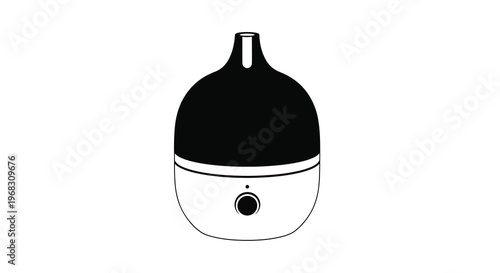 A simple black and white illustration of a modern diffuser with a rounded shape and control