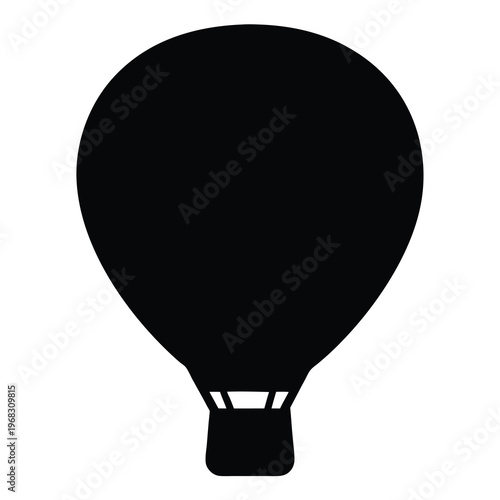 Silhouette of a hot air balloon against a plain white background illustration