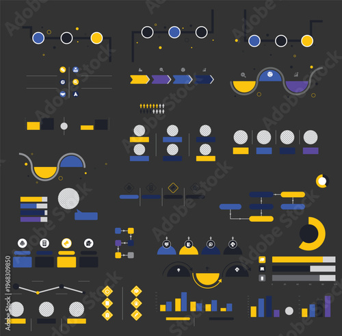 Modern business infographic elements charts icons diagrams for data visualization