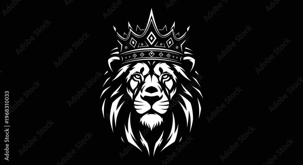 Fototapeta premium Majestic Lion Wearing a Crown Emblem.