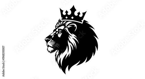Majestic Lion Head with Crown Emblem.