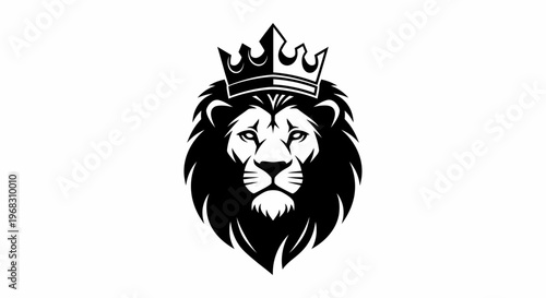 Majestic Lion Wearing a Royal Crown Emblem.