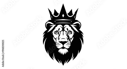 Majestic Lion Head with Crown Emblem.