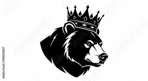 Majestic Bear Wearing a Royal Crown Emblem.