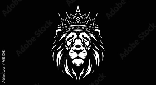 Majestic Lion Wearing a Crown Emblem.