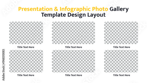 Modern photo gallery template with multiple image placeholders for business presentations
