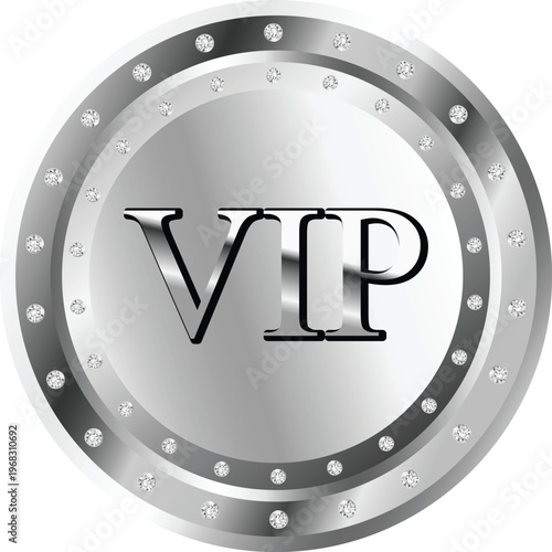 Vip badge with silver and diamond design