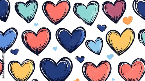 Charming Background Featuring Heart Illustrations for Valentine s Day, Perfect for Romantic Themes