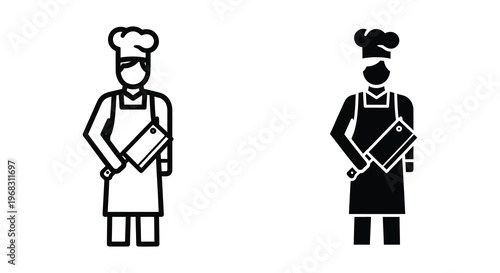 Two chefs holding cutting boards in a striking black silhouette