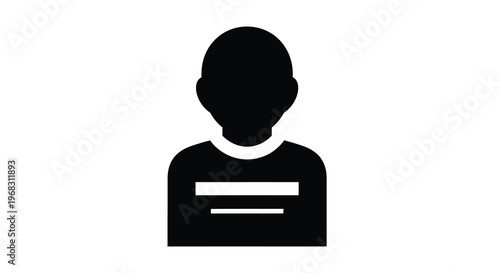 A simple black silhouette depicts a person s head and upper torso with striped shirt