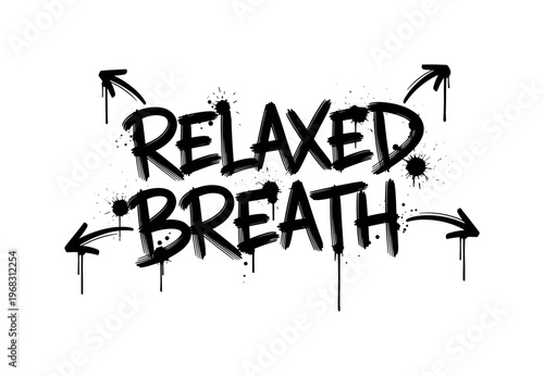 Relaxed Breath. lettering and all elements in black. Vector style. AWhite background. Pure white background. Perfect isolation and visual consistency. Dynamic