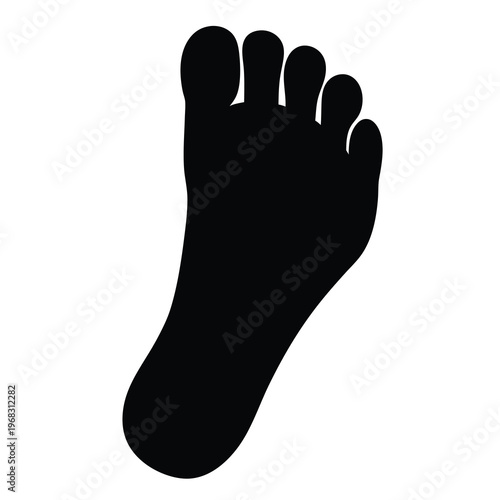 Monochrome silhouette depiction of a human foot featuring five distinct toes