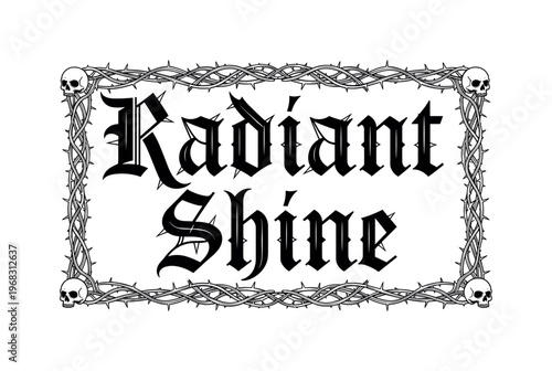 Radiant Shine. lettering and all elements in black. Vector style. AWhite background. Pure white background. Perfect isolation and visual consistency.