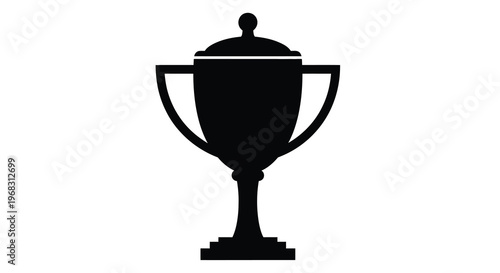 A simple black silhouette depicts a classic trophy with handles and a rounded body high quality