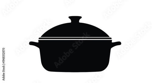 A simple black silhouette depicts a covered cooking pot likely a dutch oven or stockpot