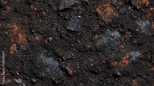 Rustic Brown Earth Surface Textural Backdrop with Gravel, Dirt, and Small Stones Seamlessly Combined