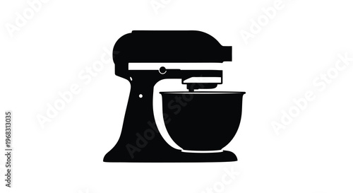 A minimalist black silhouette of a classic stand mixer showcasing its iconic design high quality professional