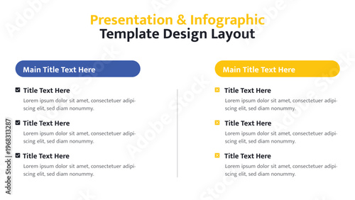 Two column presentation slide with pros and cons or comparison points