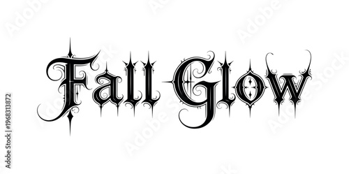 Fall Glow. lettering and all elements in black. Vector style. AWhite background. Pure white background. Perfect isolation and visual consistency.
