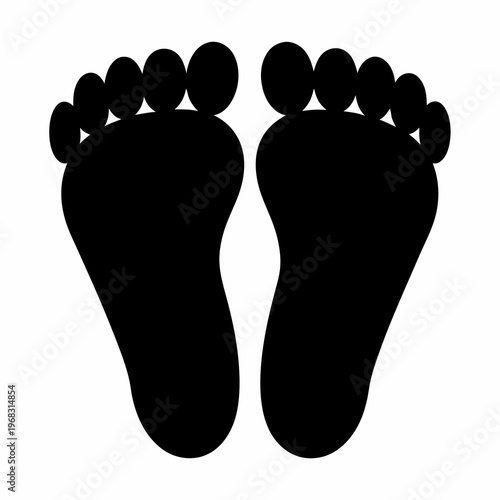 Simple Graphic Depiction of Two Human Footprints in Black Silhouette