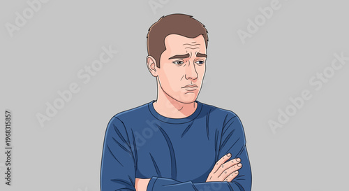 Man with arms crossed looking concerned 1.