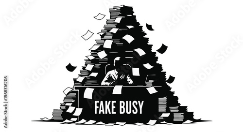 overwhelming paperwork and fake busy concept