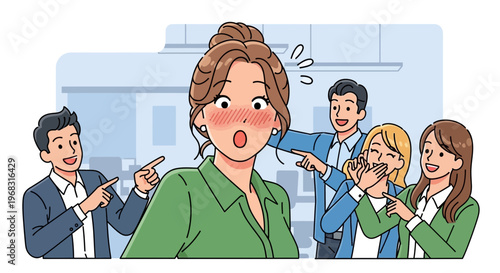 Woman Embarrassed By Colleagues Mocking Her In Office.