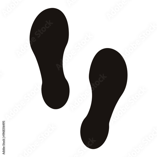 Black footprints on a white background indicating direction or tracking path