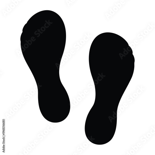 Black and white footprints, two soles, isolated on white background illustration