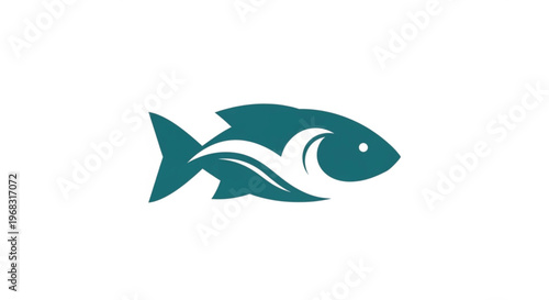 A minimalist teal fish logo featuring a sleek silhouette with an integrated wave motif in negative space. This clean, modern graphic symbolizes aquatic life, water conservation, and maritime themes.