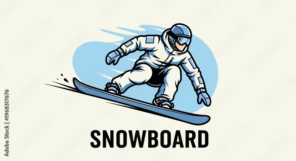 Obraz premium Snowboarder Riding Snow Illustration – Winter Sport Snowboarding Action Concept