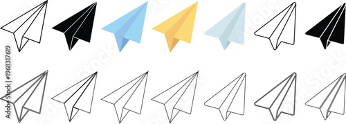 Set of Paper Plane Icons in Different Styles for Message Send and Startup Concept