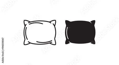 Two pillows one outlined and one solid presented as a silhouette