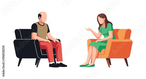 Two people in a counseling session simplified design silhouette