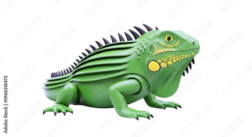 Fototapeta premium Green Iguana Toy Figurine