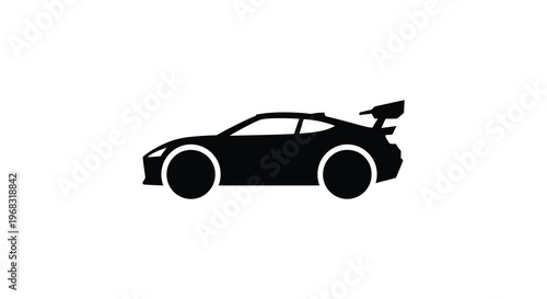 Sleek sports car profile in a striking black silhouette