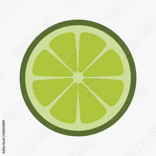 Vector flat illustration of fresh lime slice, isolated citrus fruit object designed in a clean and minimal style, suitable for spa, detox, wellness concepts, beverage branding