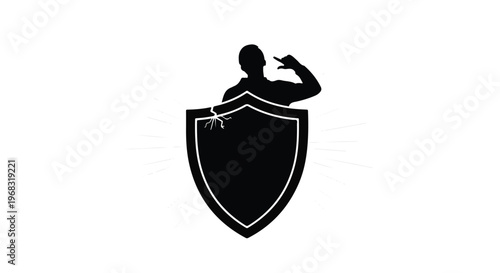 security protection shield with guard silhouette