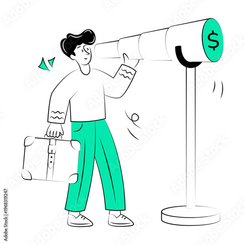 Hand drawn style illustration depicting visionary leader