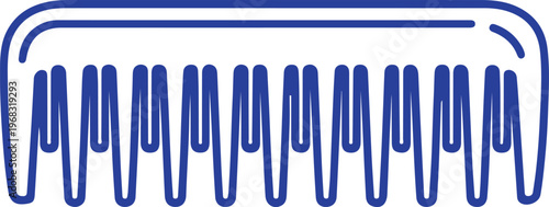 Blue Outline Hair Comb on White Background