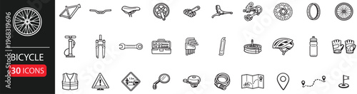 bicycle icon set editable line icons vector