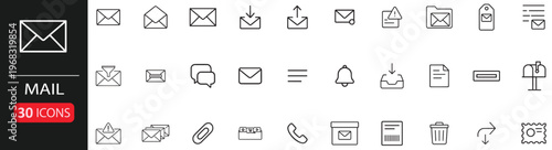 mail icon set editable line icons vector